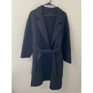 Sherl Studio 100% Wool Blend Belted Wrap Coat, Gray Minimalist, Size Small